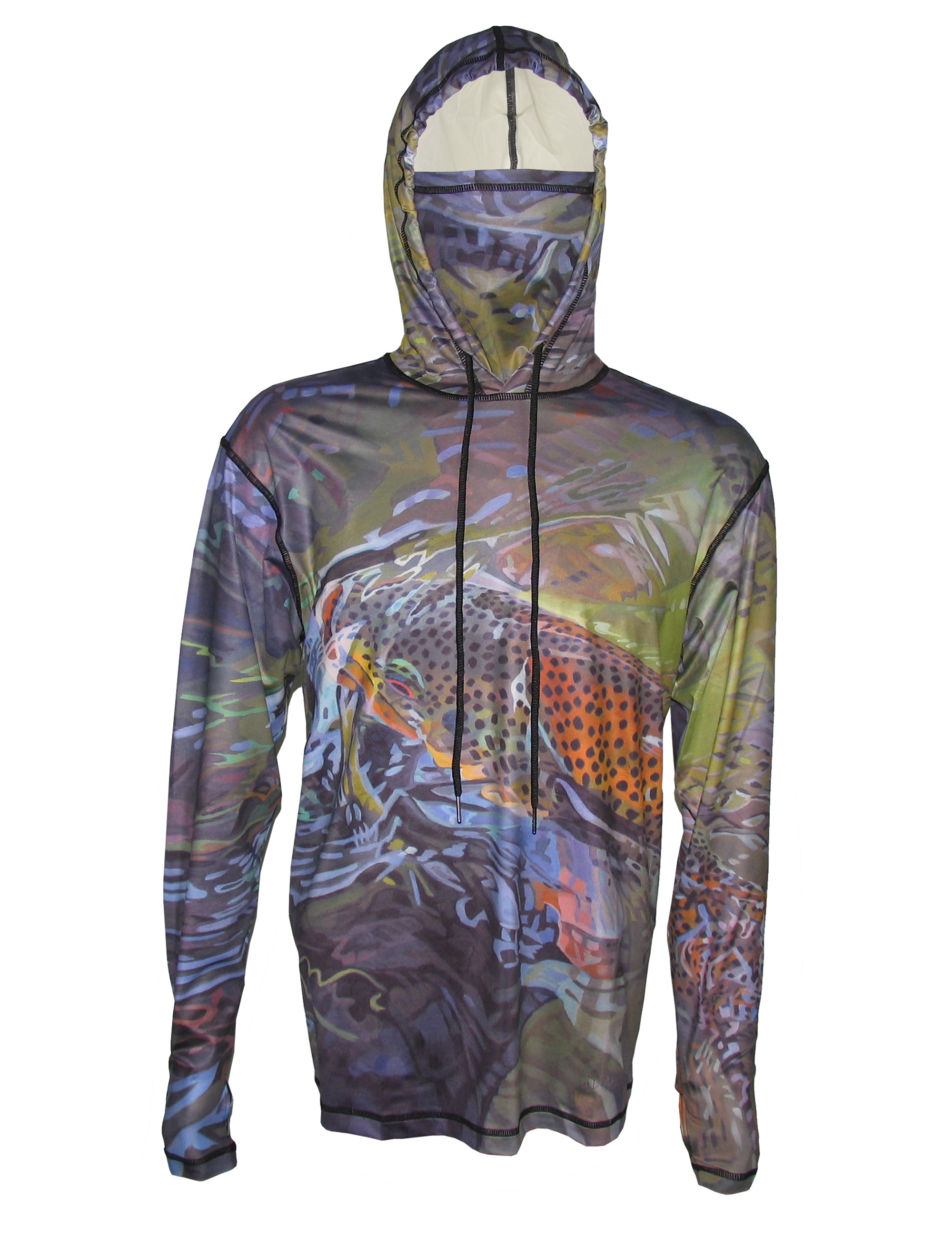 Green Brown Graphic Fishing Hoodie