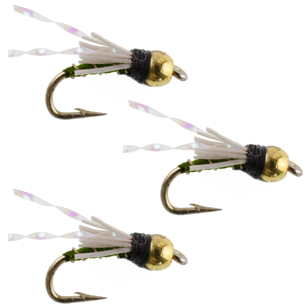 3 Pack Beadhead Olive 3 Dollar Dip Serendipity Wet Fly Fishing Flies - Hook Size 16