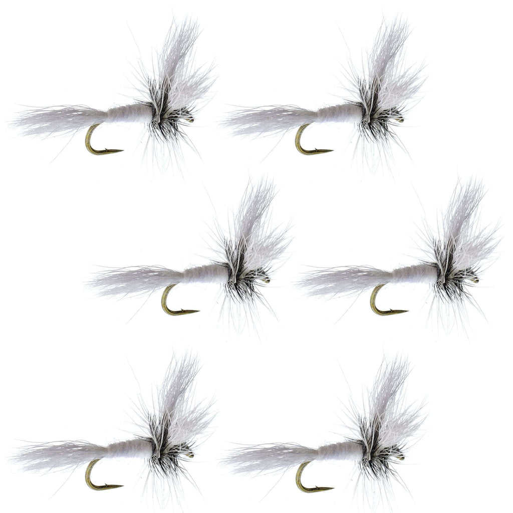 Barbless White Wulff Classic Hair Wing Dry Fly - 6 Flies Hook Size 14