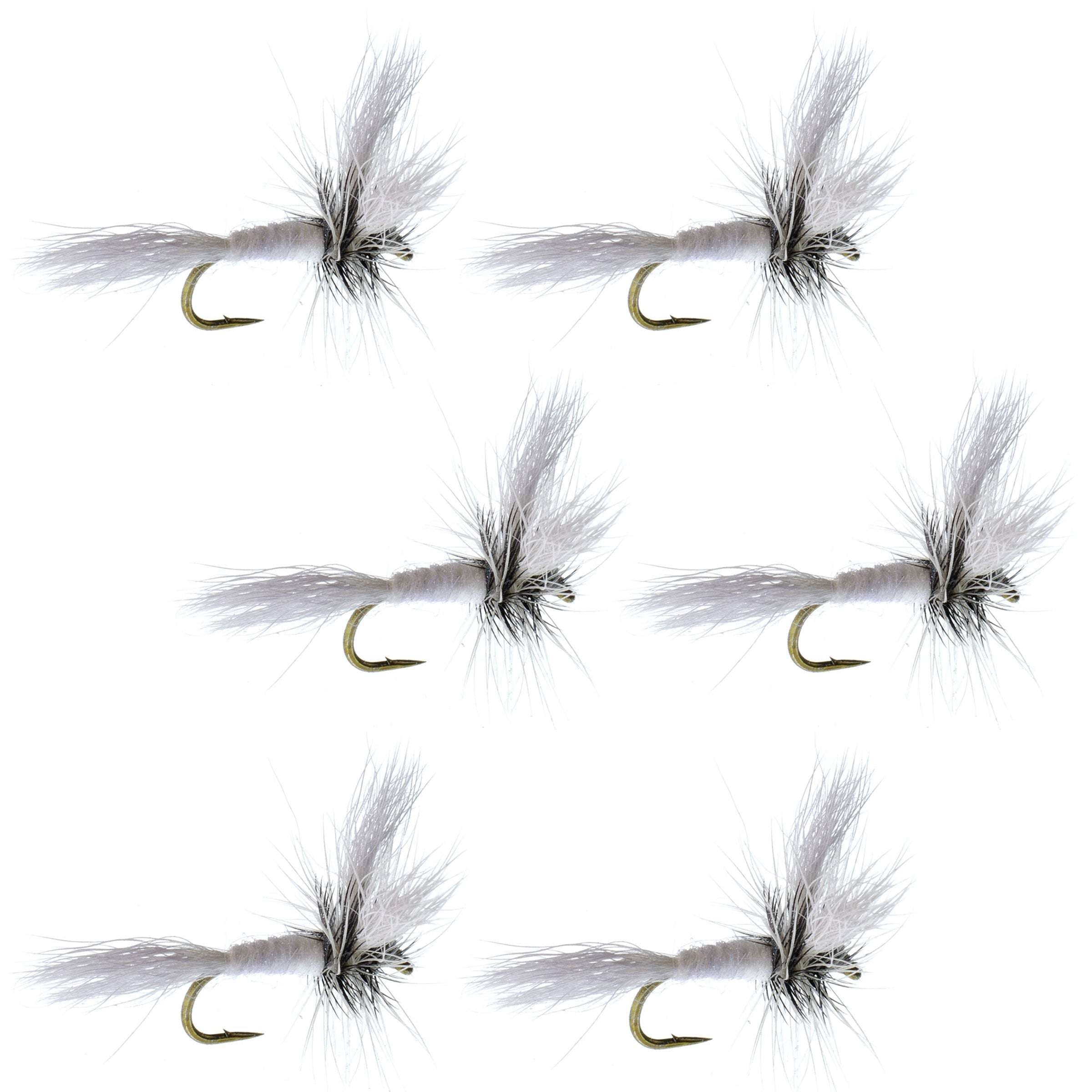 Barbless White Wulff Classic Hair Wing Dry Fly - 6 Flies Hook Size 14