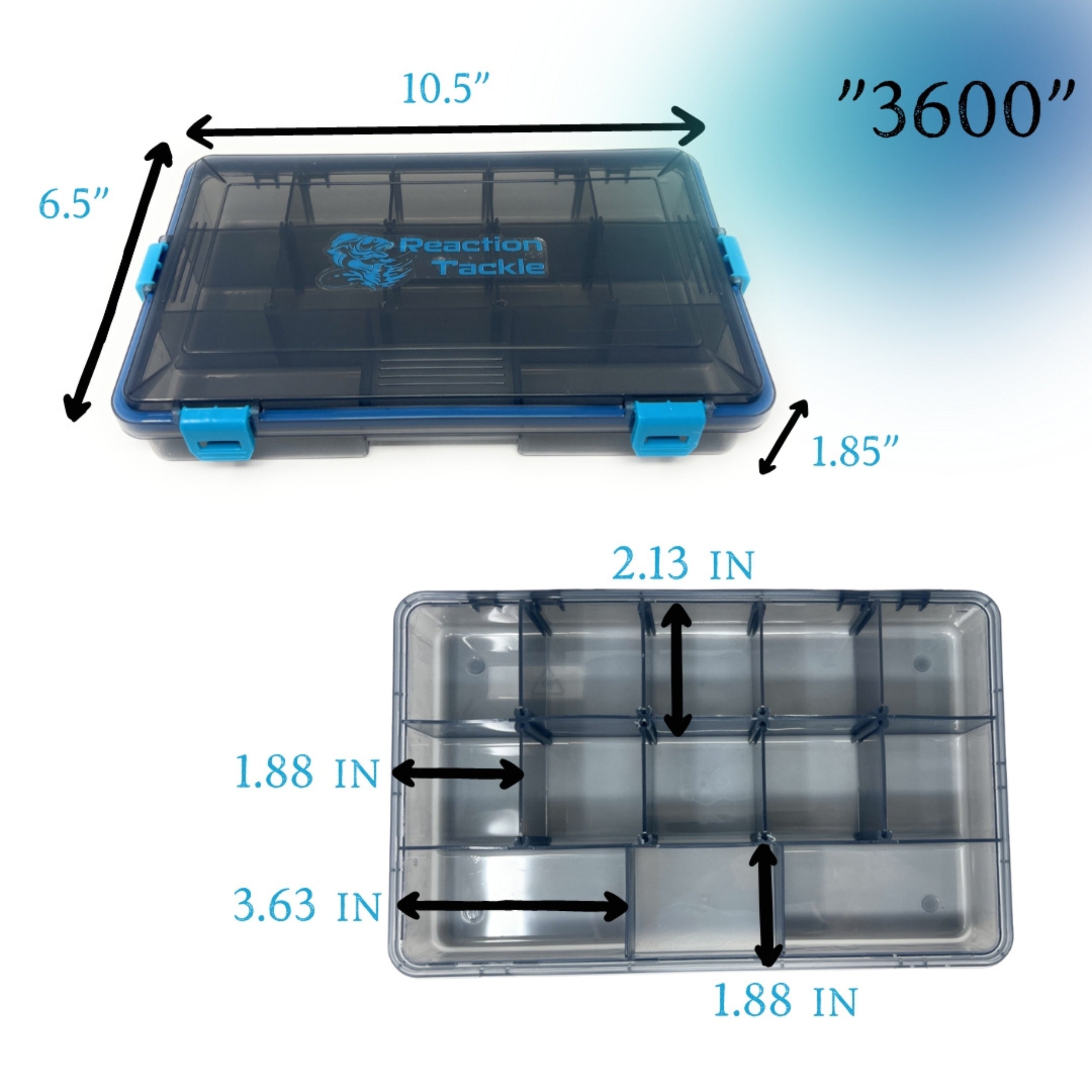 Reaction Tackle Standard Tackle Tray- Sturdy and Water Resistant with 4 Reliable Clips