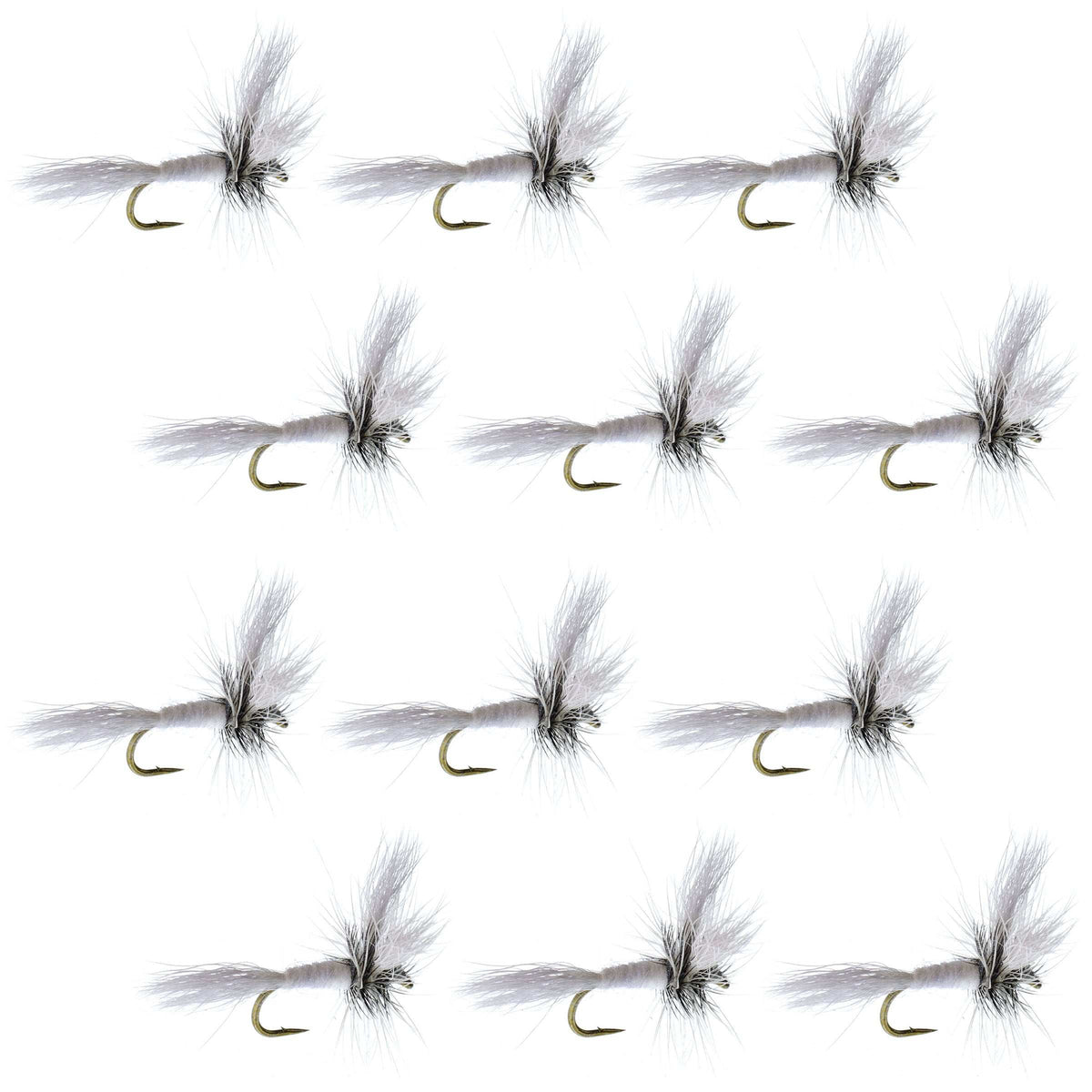 Barbless White Wulff Classic Hair Wing Dry Fly - 1 Dozen Flies Hook Size 14