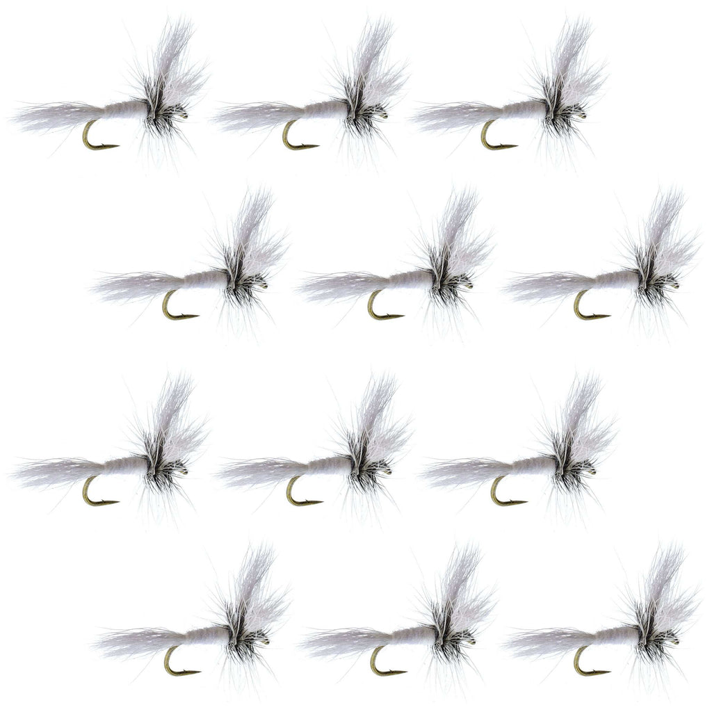 Barbless White Wulff Classic Hair Wing Dry Fly - 1 Dozen Flies Hook Size 12