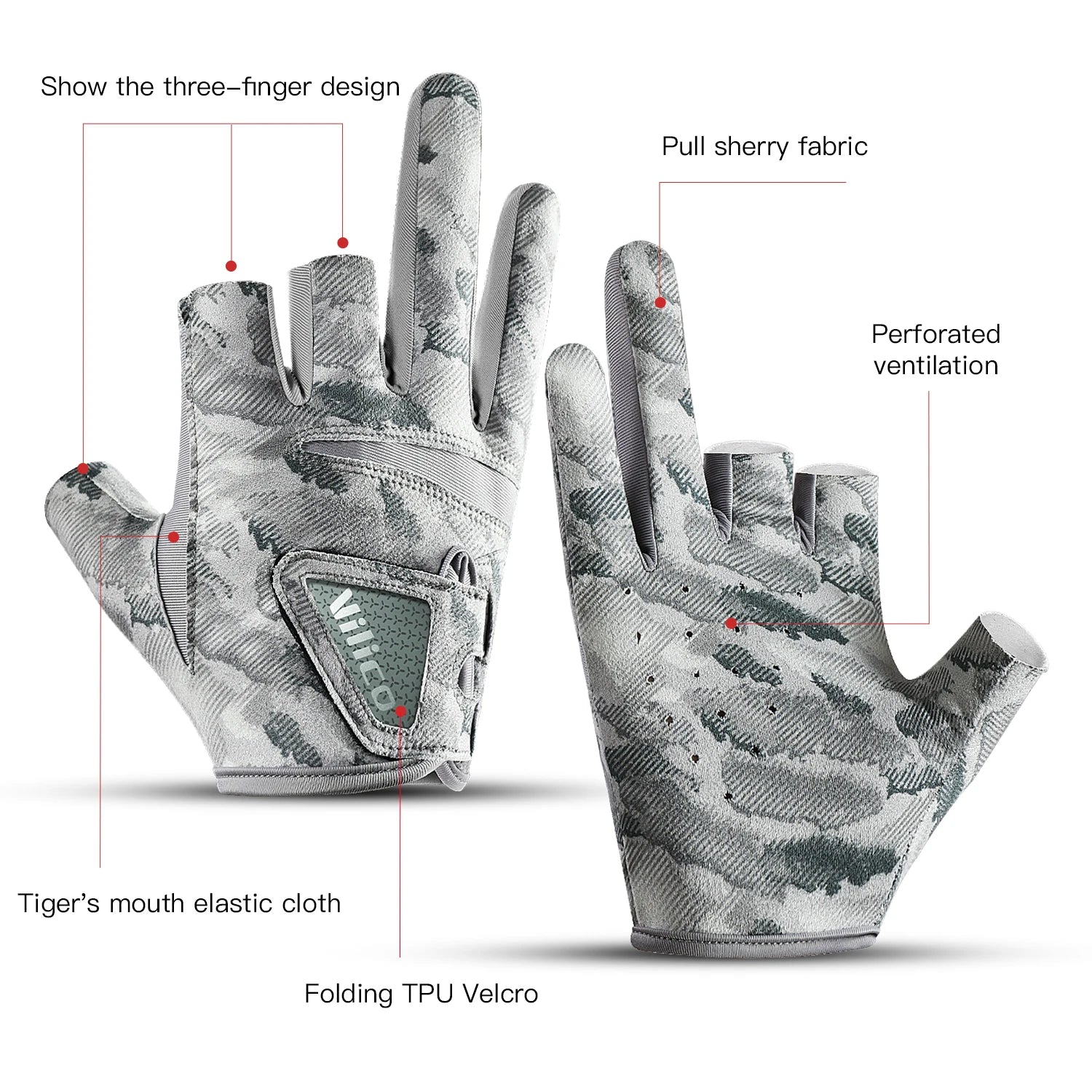 Thin 3-finger fishing gloves