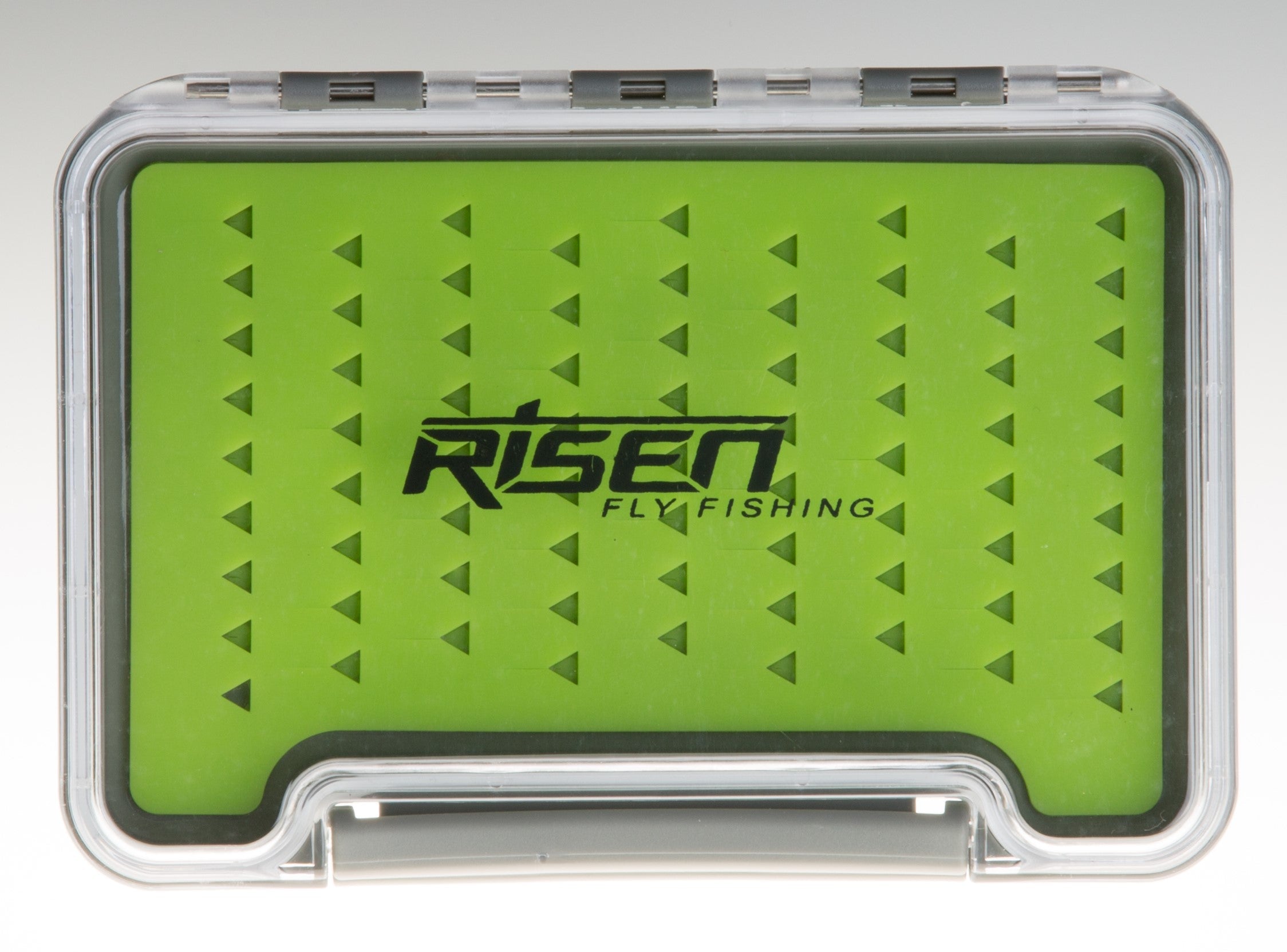 Waterproof fly boxes with green silicone insert
