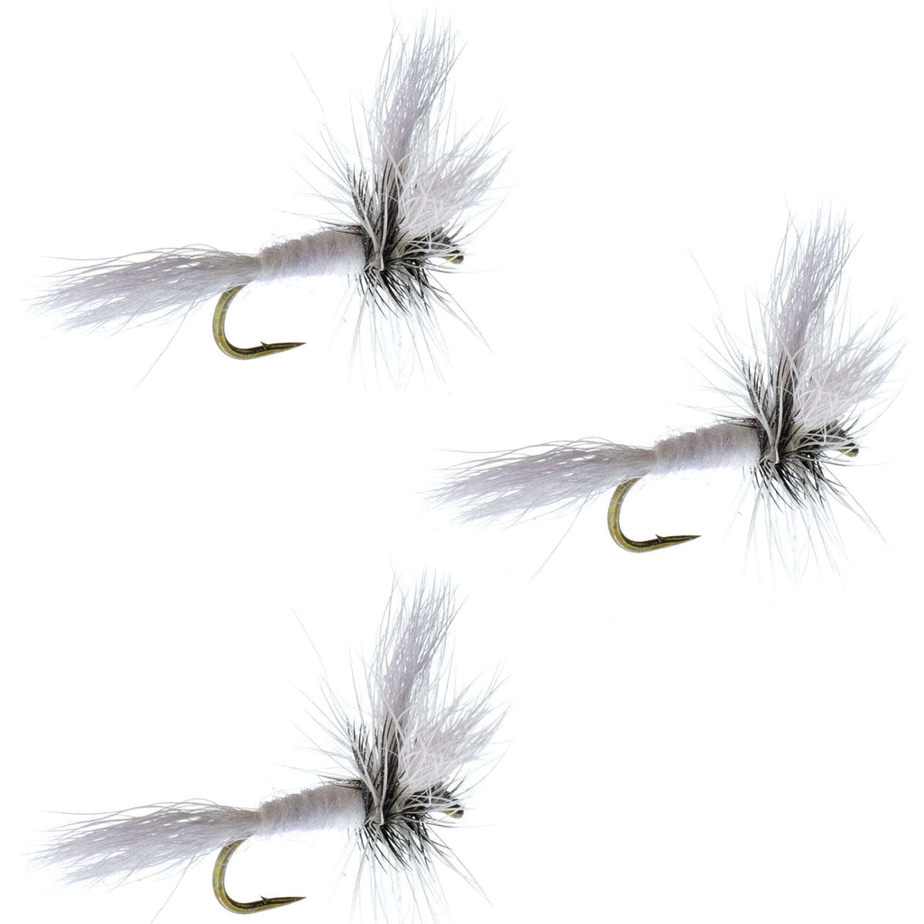 3 Pack Barbless White Wulff Classic Hair Wing Dry Fly - Hook Size 12