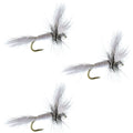 3 Pack Barbless White Wulff Classic Hair Wing Dry Fly - Hook Size 12