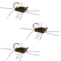 3 Pack Barbless Pat's Rubber Legs Tungsten Bead Jig Euro Nymph  -  Hook Size 6