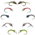 Basics Collection - Essential Bead Head Midge Nymph Assortment - 10 Wet Flies - 5 Patterns - Hook Sizes 14, 16, 18