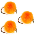 3 Pack Bead Head Hot Orange Egg Fly - Hook Size 16