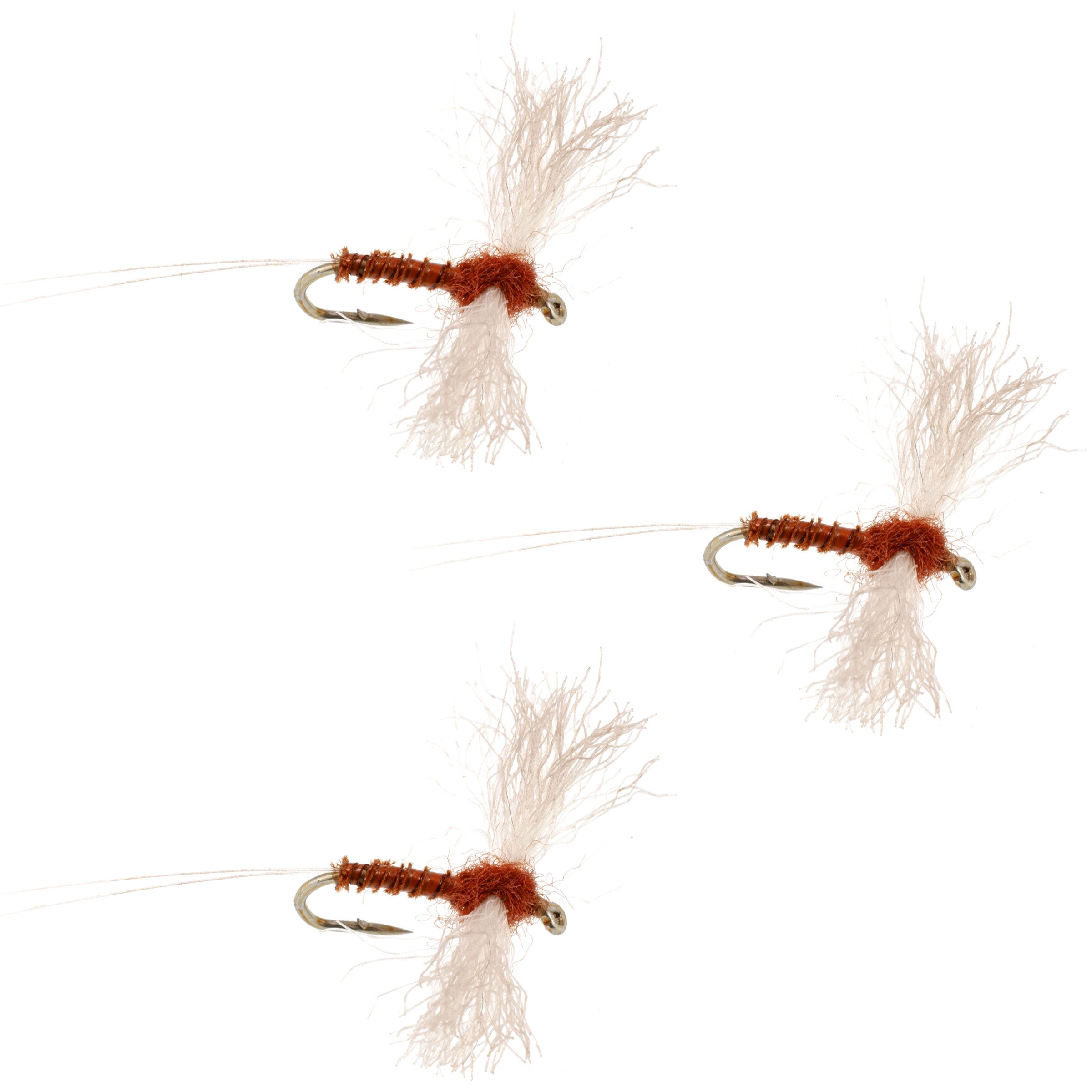 3 Pack Rusty Spinner Z-Lon Wing Biot Body Flies Hook Size 16