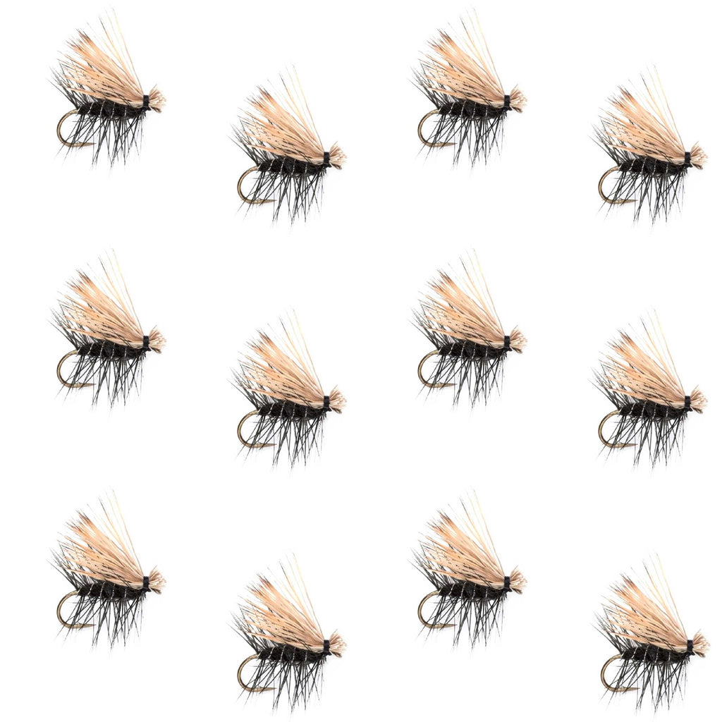 Black Elk Hair Caddis Classic Trout Dry Fly - 12 Flies Size 14