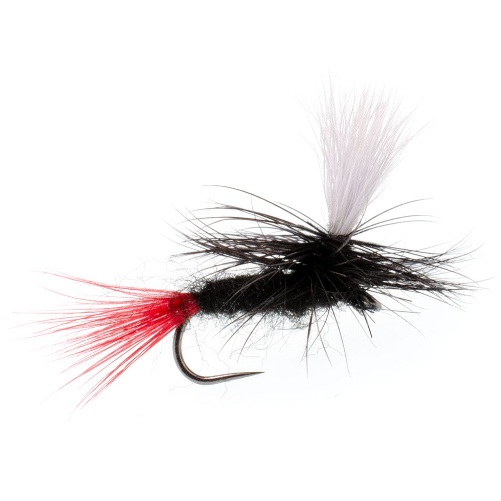 Barbless Parachute Black Gnat Red Tail Dry Fly - 6 Flies - Size 14