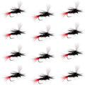 Barbless Parachute Black Gnat Red Tail Dry Fly - 12 Flies - Size 14