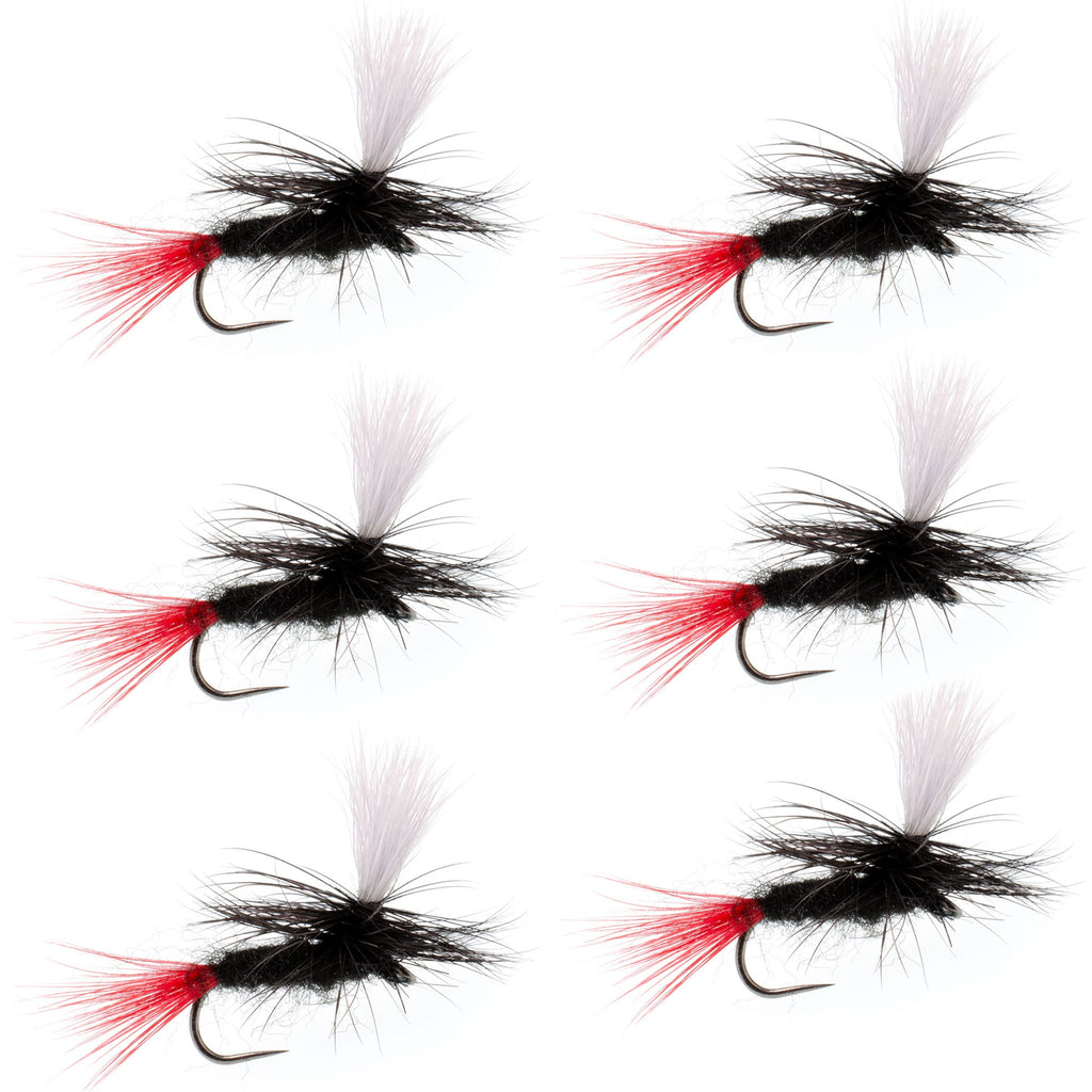 Barbless Parachute Black Gnat Red Tail Dry Fly - 6 Flies - Size 16