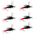 Barbless Parachute Black Gnat Red Tail Dry Fly - 6 Flies - Size 16