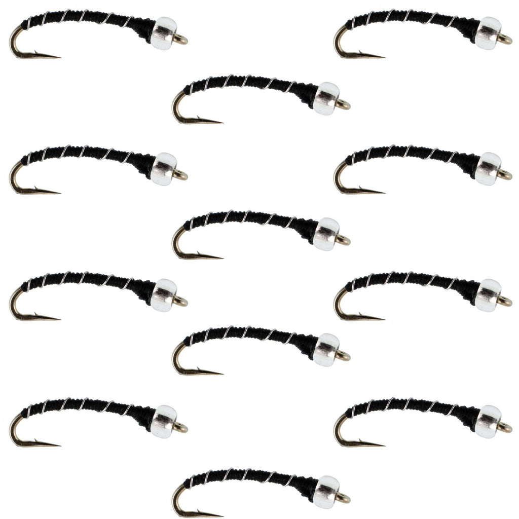 Black Mercury Midge - Glass Bead Head - 12 Flies Size 20