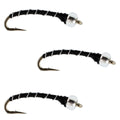 3 Pack Black Mercury Midge - Glass Bead Head Flies Size 20