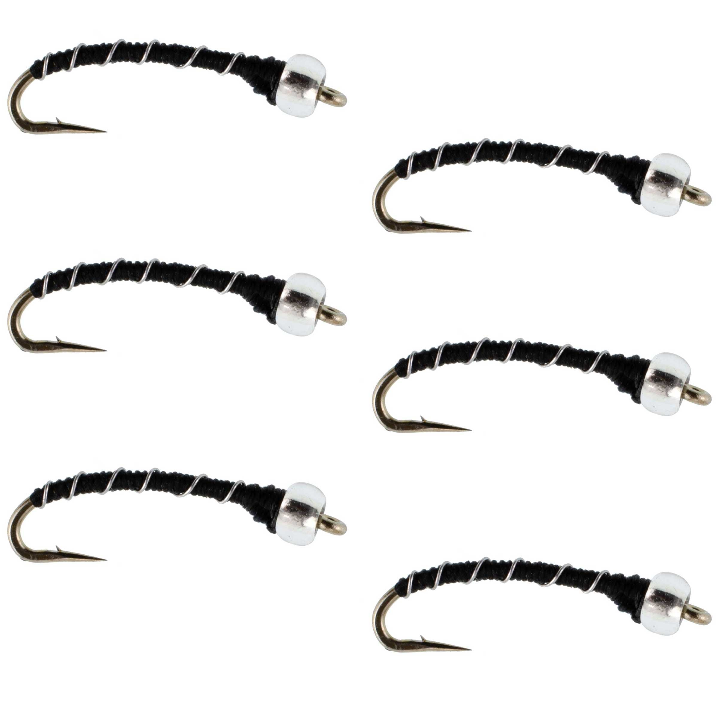 Black Mercury Midge - Glass Bead Head - 6 Flies Size 20