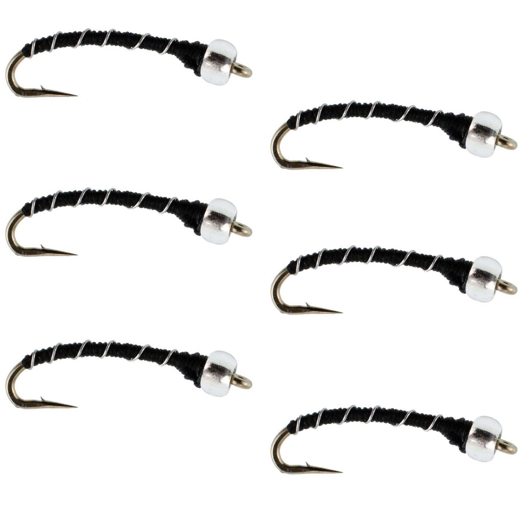Black Mercury Midge - Glass Bead Head - 6 Flies Size 18