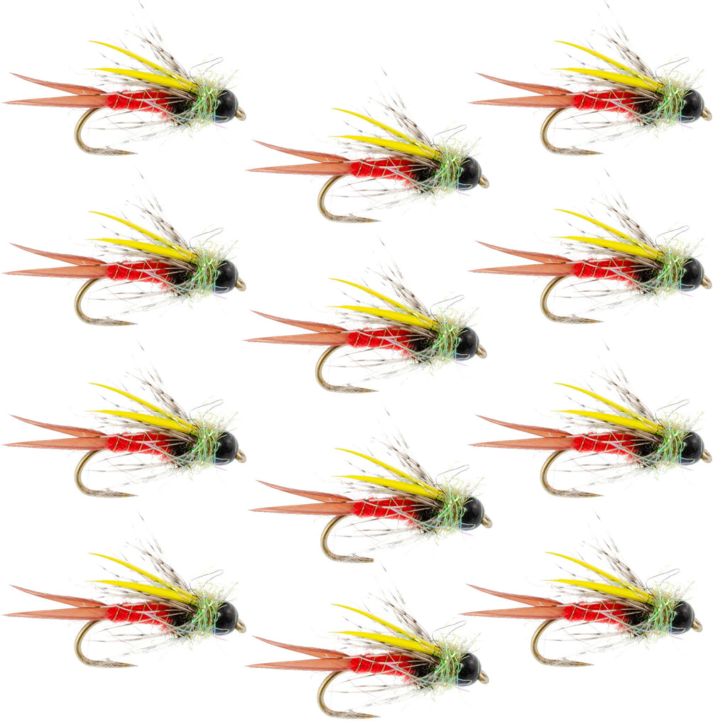 Tungsten Bead Head Nicks Prince Special Nymph Fishing Flies - 12 Flies Hook Size 16