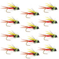 Tungsten Bead Head Nicks Prince Special Nymph Fishing Flies - 12 Flies Hook Size 10