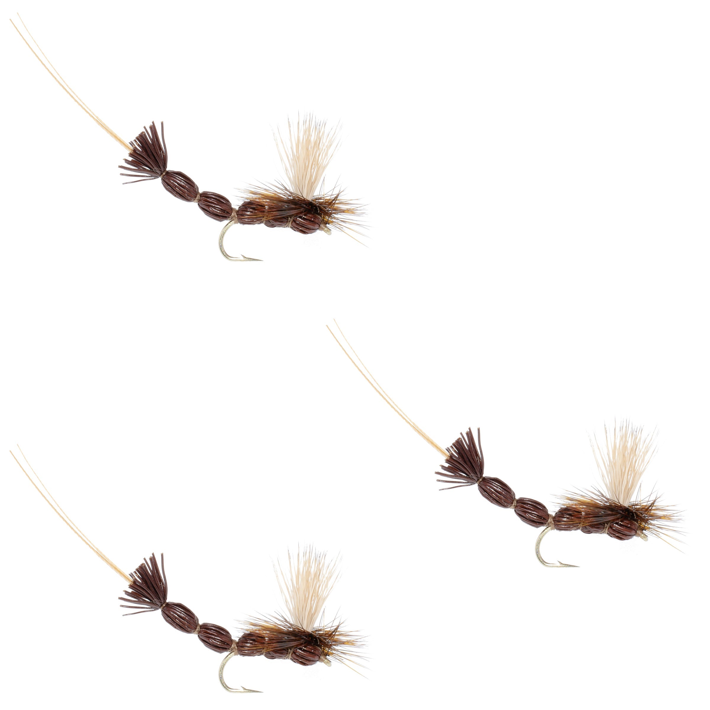 3 Pack Brown Para Drake Extended Body Dry Flies Size 12