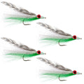 Clousers Clouceiver Deep Minnow Grizzly Green - Streamer Fly Fishing Flies - 4 Saltwater and Bass Flies - Hook Size 1/0