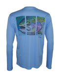 Men's Sun Protective Fishing Shirt Columbia Blue/Rainbow Trout