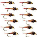 Bead Head Copper John Nymph 12 Flies - Size 22