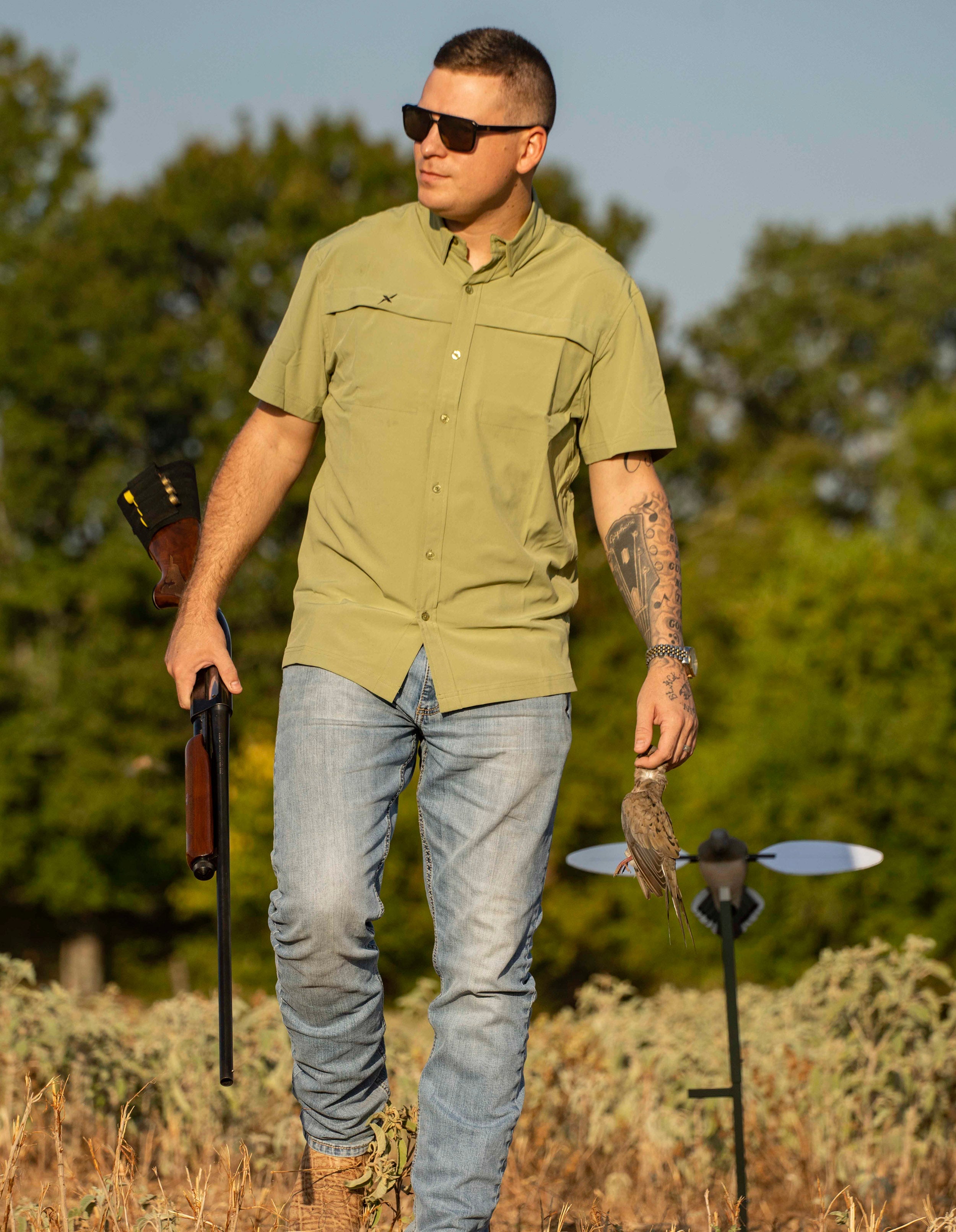 Men's Short Sleeve Solid Lifestyle Button Down w/ REPEL-X