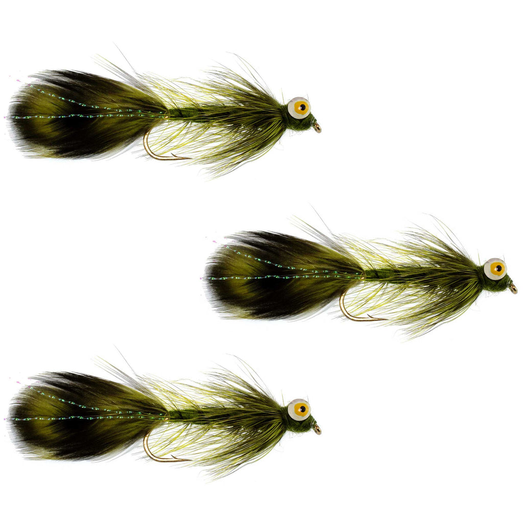 3 Pack Whitlock Near Nuff Sculpin Olive Streamer Flies Size 4