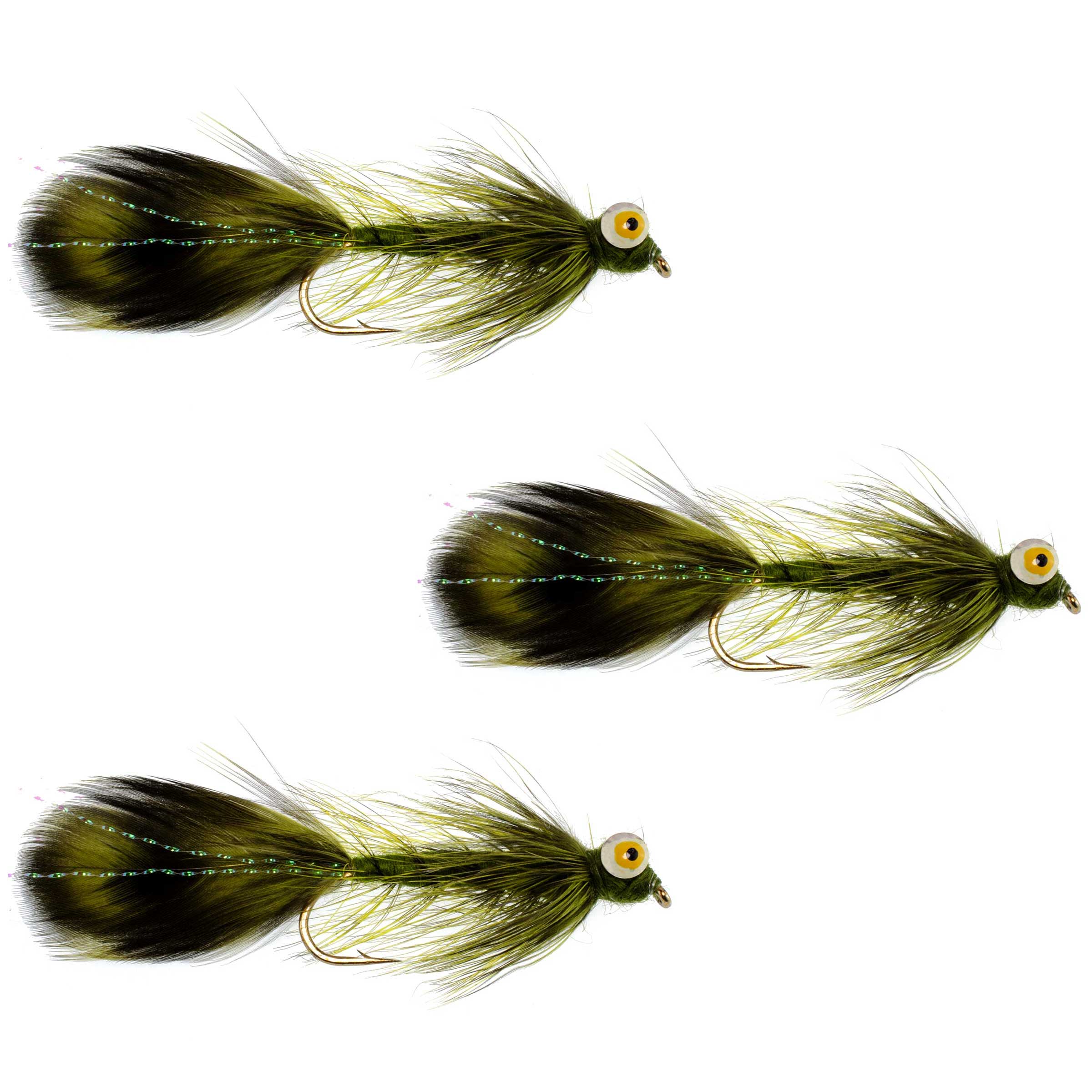 3 Pack Whitlock Near Nuff Sculpin Olive Streamer Flies Size 4