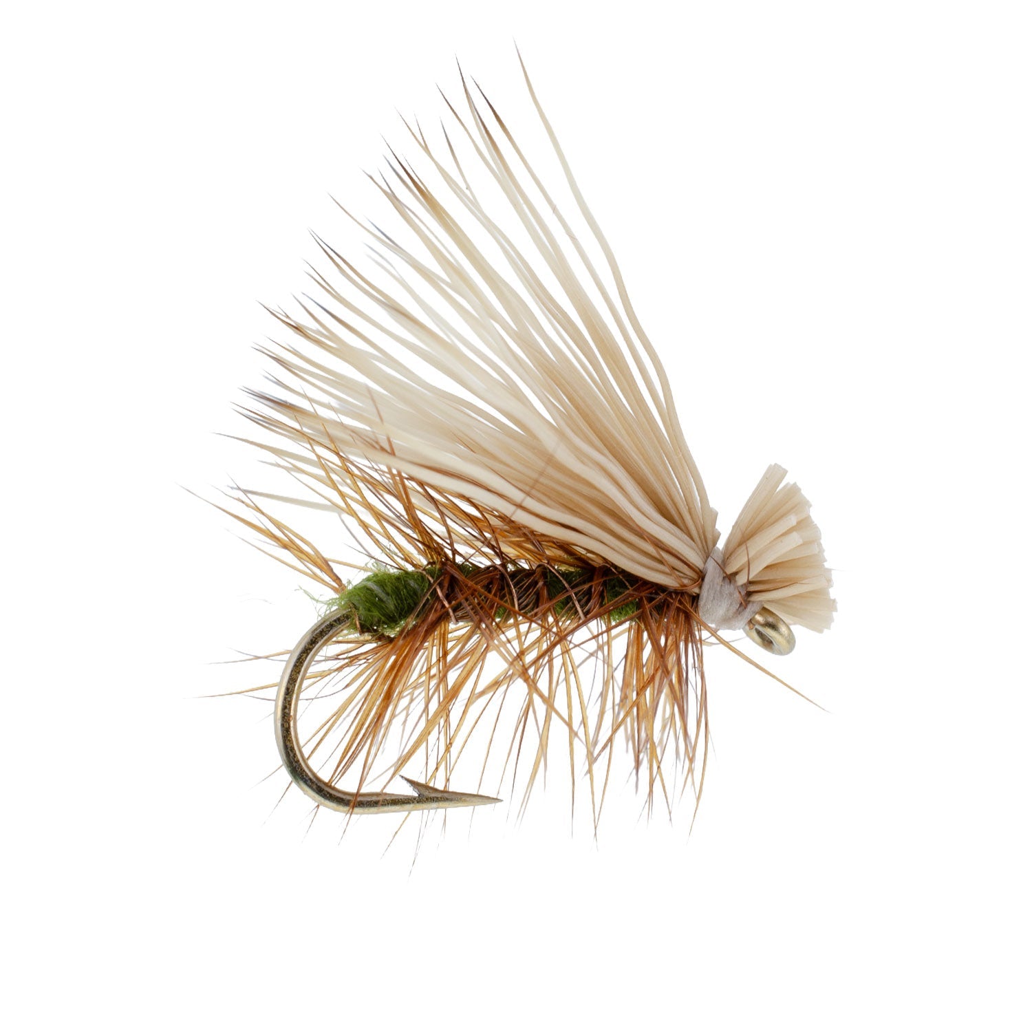 Olive Elk Hair Caddis Classic Trout Dry Fly - Set of 12 Flies Size 12 `