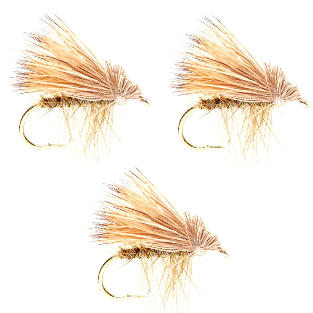 3 Pack Barbless Yellow Elk Hair Caddis Classic Trout Dry Fly Size 18