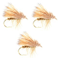 3 Pack Barbless Yellow Elk Hair Caddis Classic Trout Dry Fly Size 14