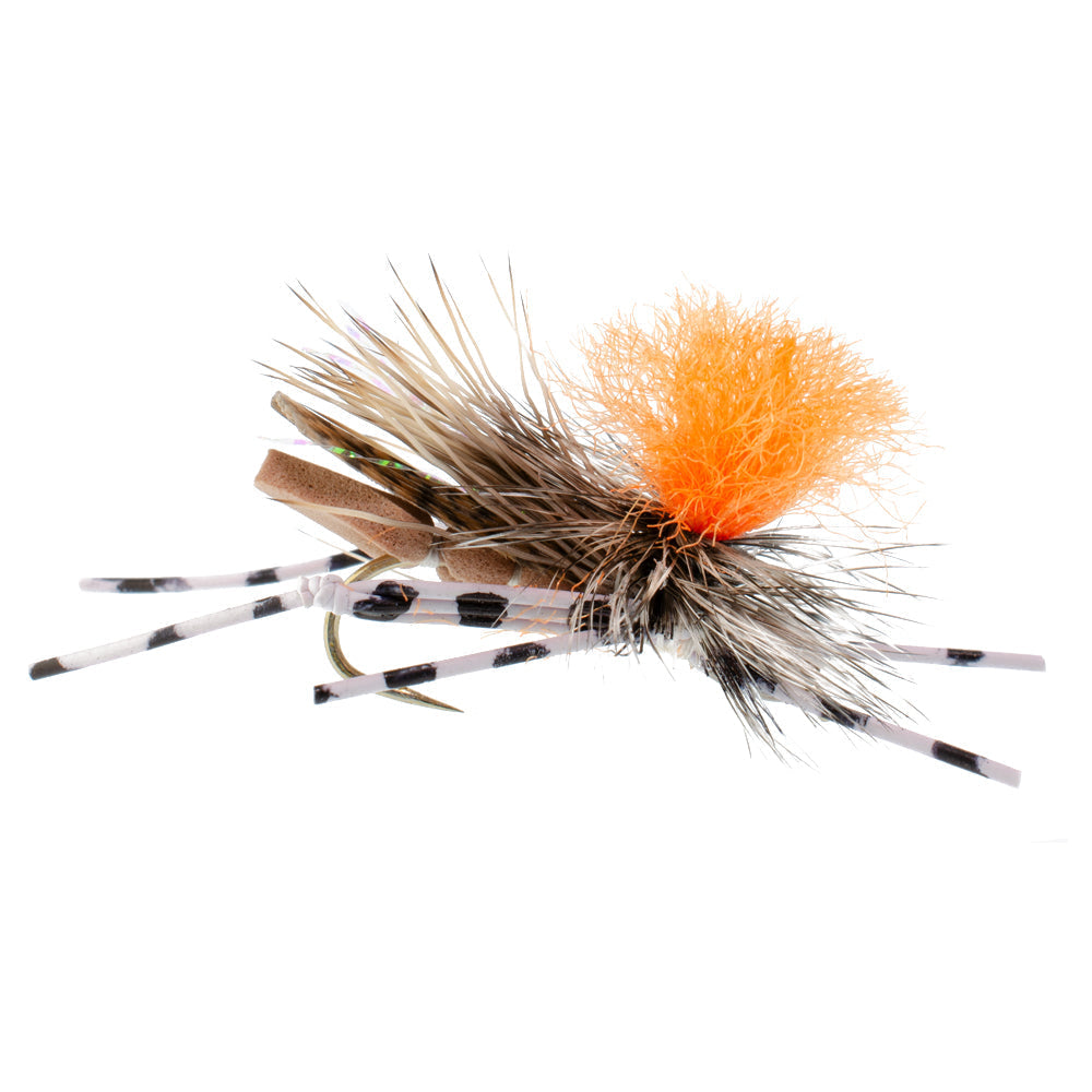 Feth Hopper Tan - Foam Grasshopper Fly Pattern - 6 Flies Hook Size 10