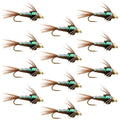 Barbless Bead Head Flashback Pheasant Tail Nymph Fly 1 Dozen Flies Hook Size 18