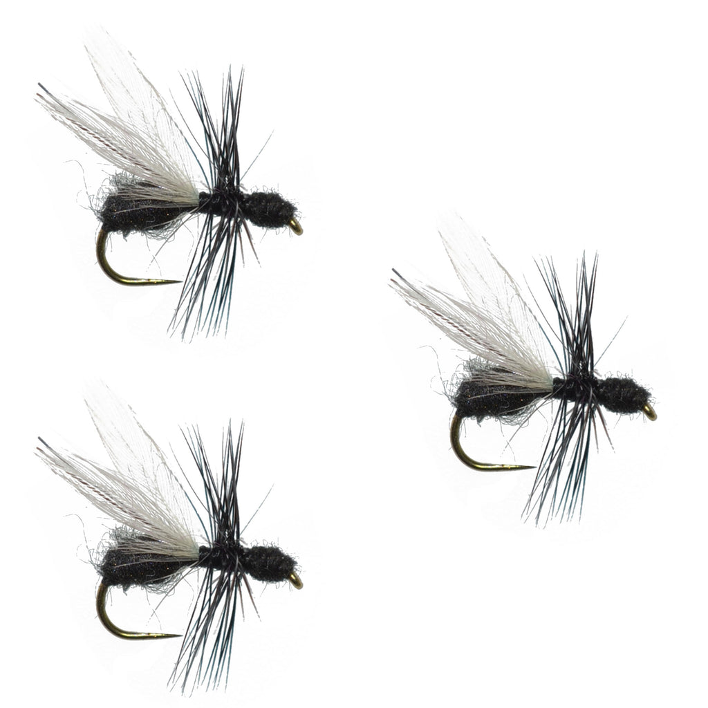 3 Pack Black Fur Flying Ant Terrestrial Trout Dry Fly - Hook Size 14