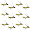 Tungsten Bead Head Rubber Legs Olive Gold-Ribbed Hare's Ear Trout Fly Nymph - 1 Dozen Flies Hook Size 16