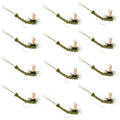 Green Para Drake Extended Body Dry Fly - 12 Flies Size 10