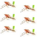 Green Top Hopper Foam Body Grasshopper Fly - 6 Flies Hook Size 10