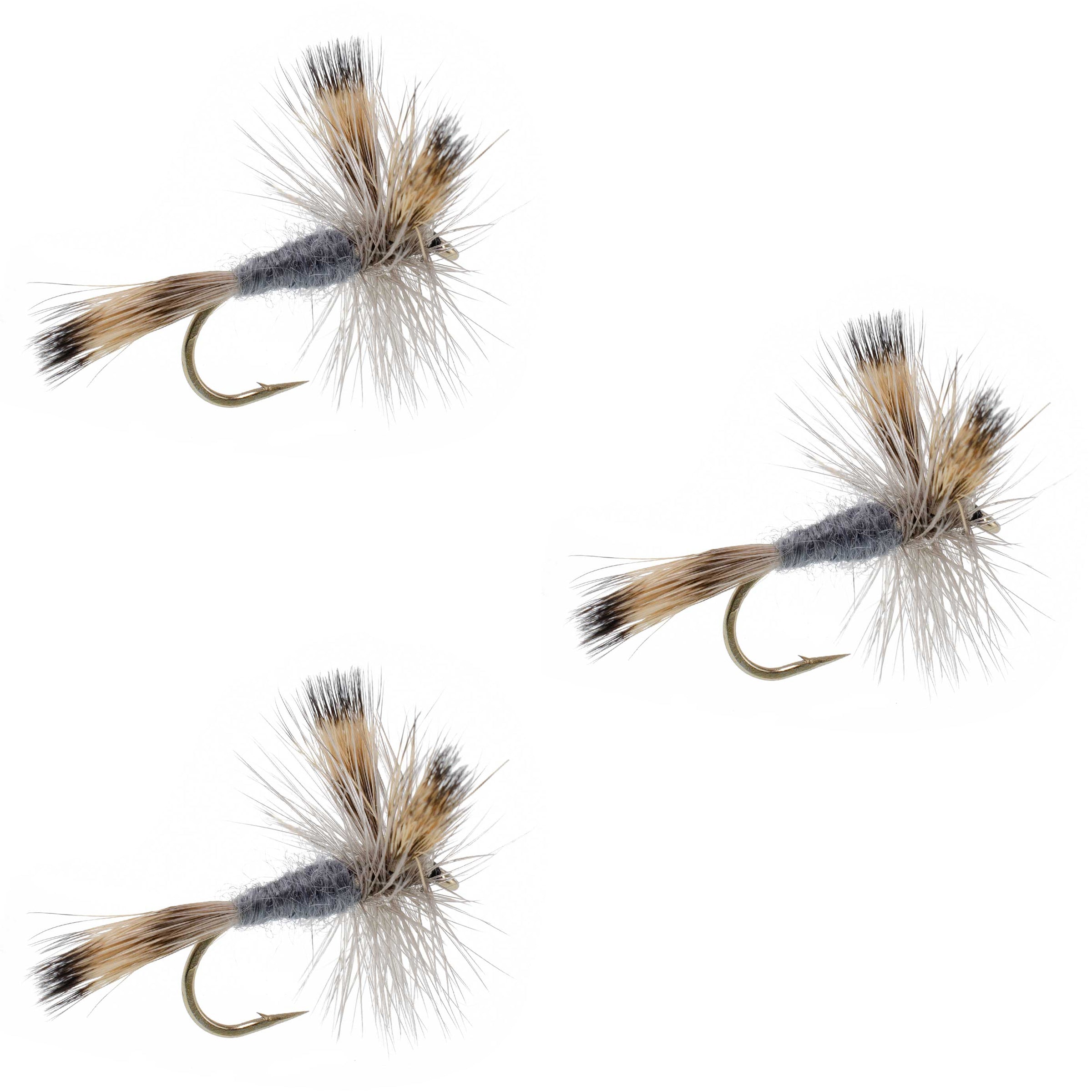 3 Pack Gray Wulff Classic Trout Dry Flies Hook Size 10
