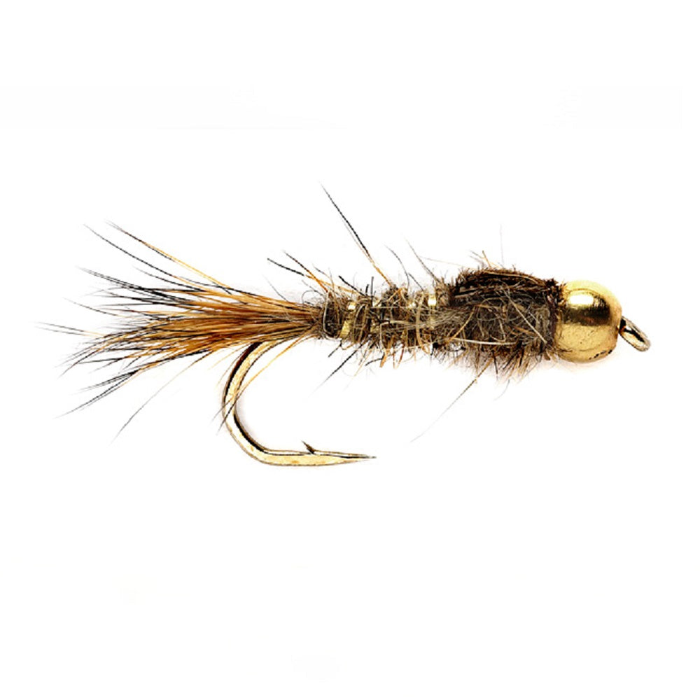 3 Pack Bead Head Gold Ribbed Hare's Ear Nymph Fly Hook Size 10