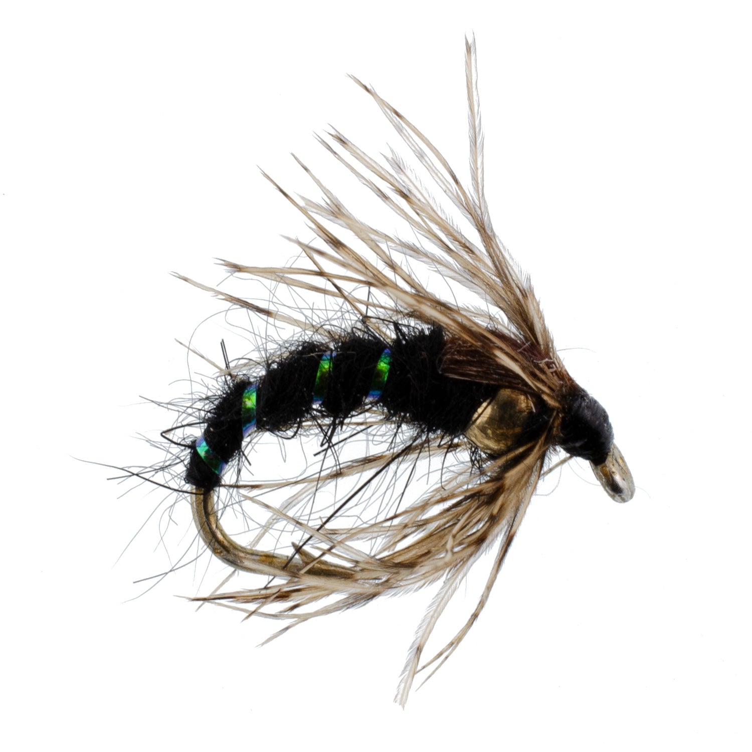 Black Holy Grail Caddis Pupa Emerger 6 Flies Hook Size 14