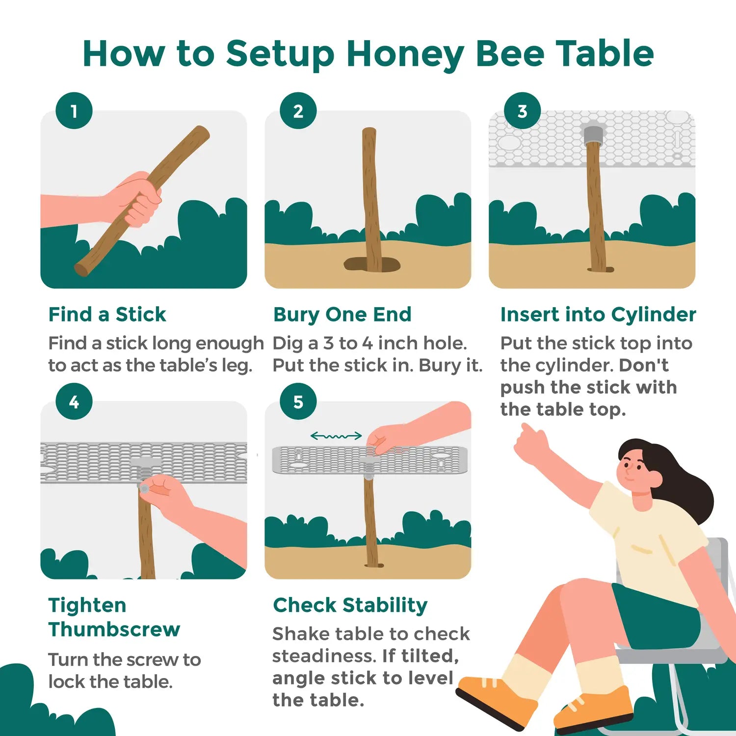 Worker Bee Camping Table - Keep Food & Drinks Off the Dirt