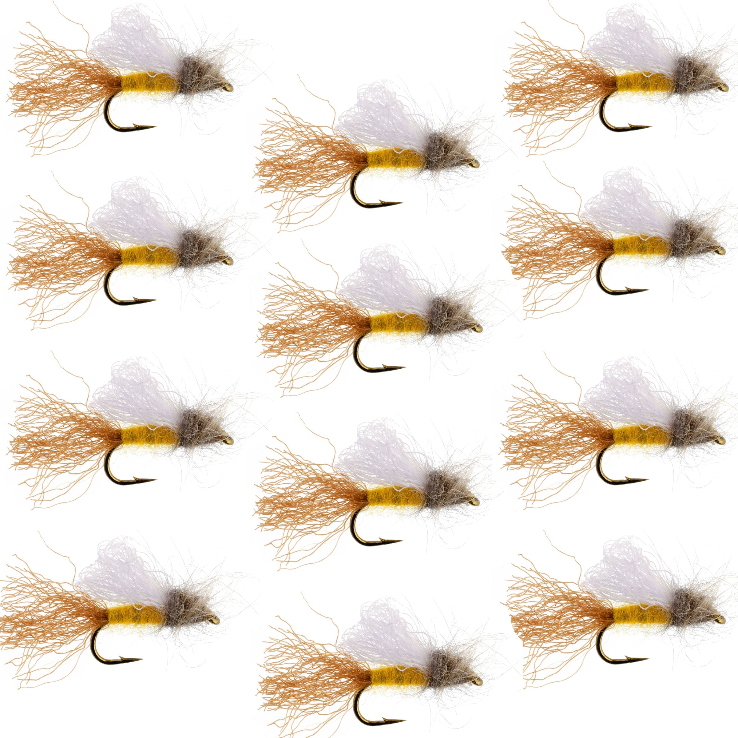 Amber Iris Caddis Emerger Caddis  Trout Dry Fly - 12 Flies Hook Size 14