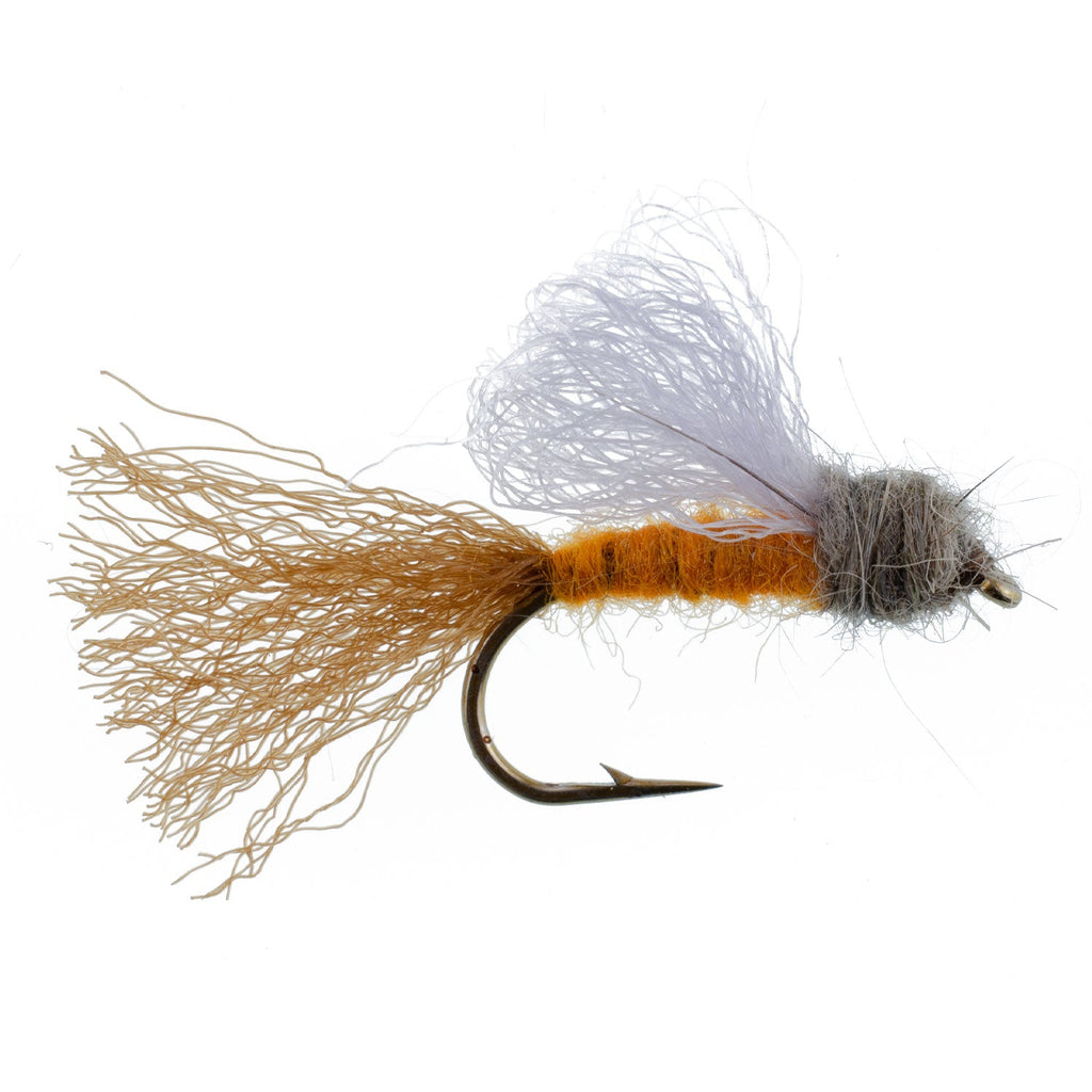 Orange Iris October Caddis Emerger Caddis  Trout Dry Fly - 12 Flies Hook Size 8
