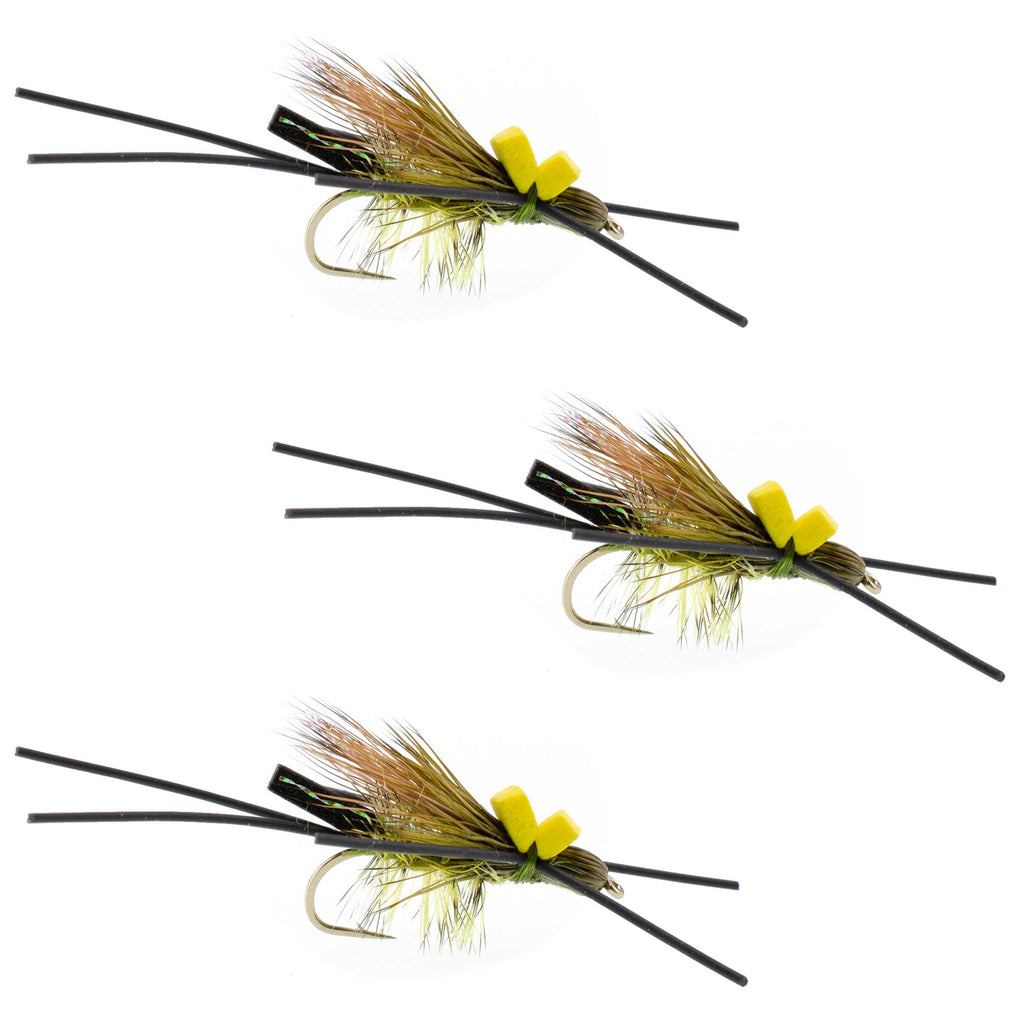 3 Pack Long Tail Skwala Stone - Squalla Stonefly Dry Fly - Hook Size 10