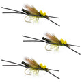 3 Pack Long Tail Skwala Stone - Squalla Stonefly Dry Fly - Hook Size 10